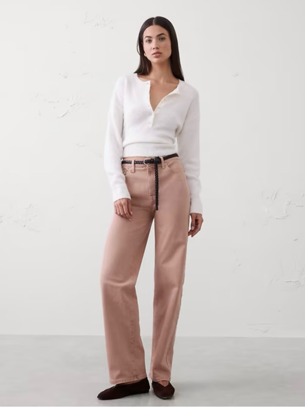 Banana Republic Straight High Rise Dusty Rose Wide-Leg Pants Sz 8P